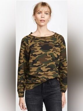 Nili Lotan Luka Camo Green Crewneck Sweatshirt Size XS $239 NWT